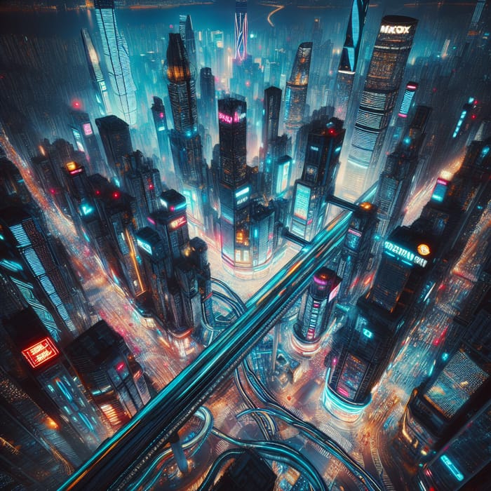 Neon-Lit Cyberpunk Cityscape: A Futuristic Metropolis Scene