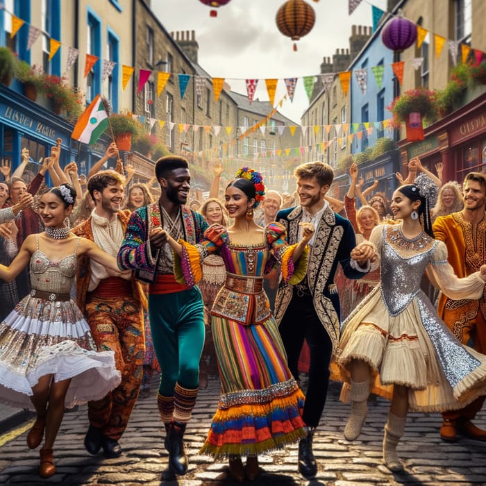 Colorful Street Folklore Dancers