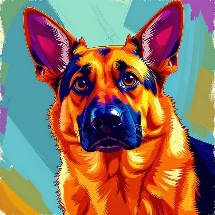 Pixar-Inspired German Shepherd Dog: Vibrant Colors & Playful Expressions