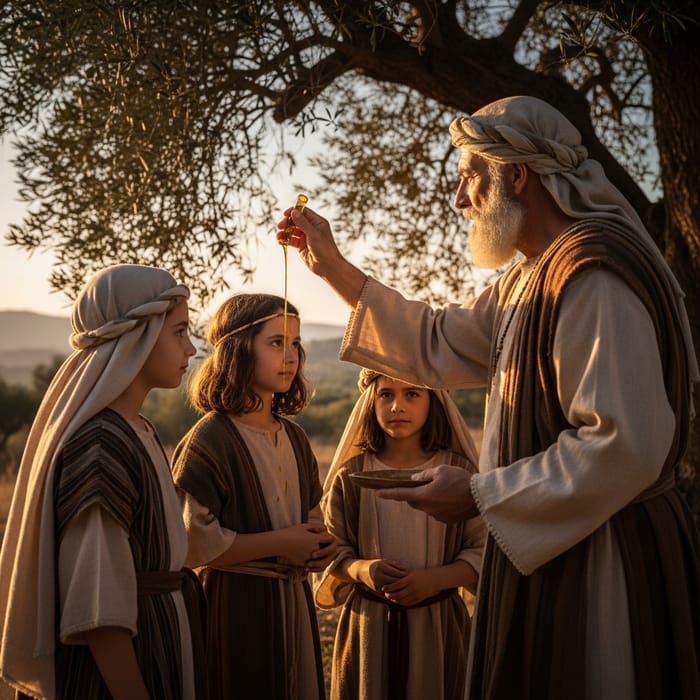 Ancient Prophet Anoints Disciples Under Olive Tree Ancient Prophet Anoints Disciples Under Olive Tree