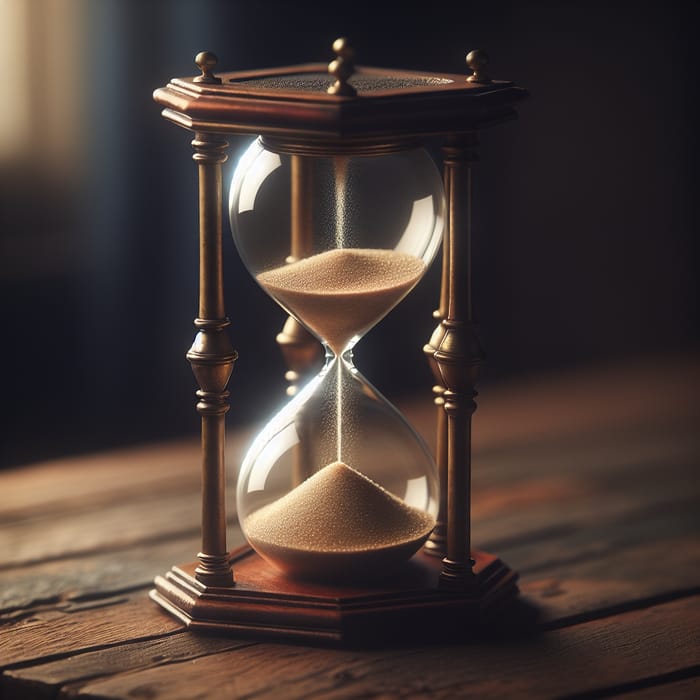 Elegant Hourglass with Time Running Out on Vintage Table