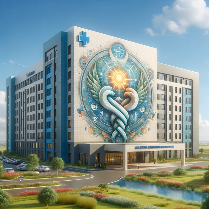 Modern Hospital with Serene Environment and Freedom from Cancer Logo