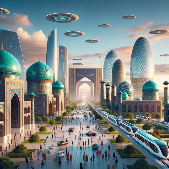 Futuristic Samarkand in 2050: A Vision of Tradition and Technology