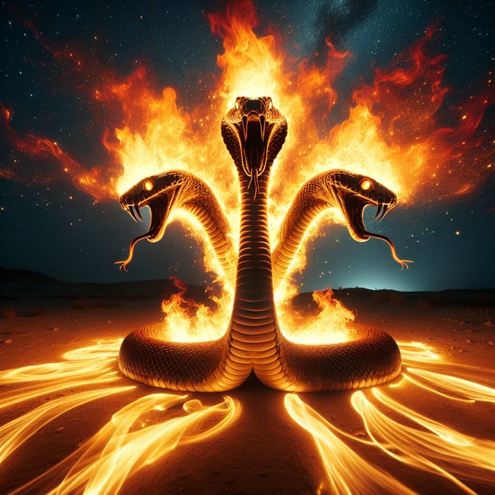 Three-Headed Fire Snake | Mystical Inferno