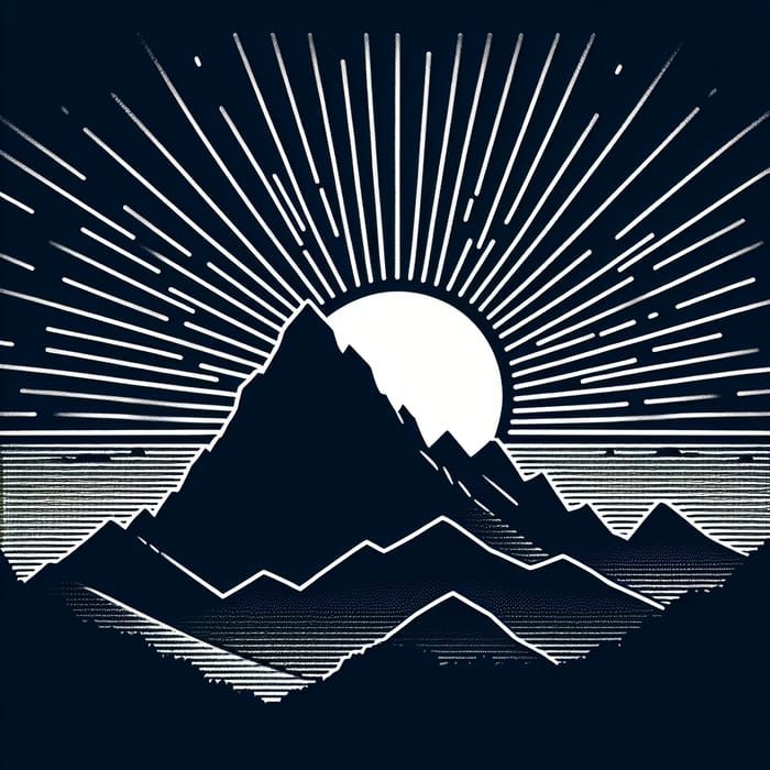 Mountain Sunrise Silhouette with Sun Rays