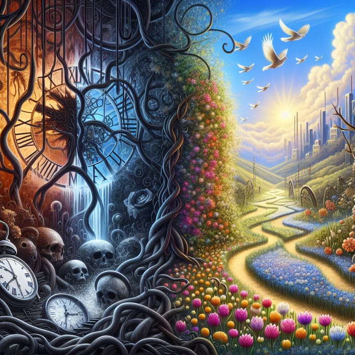 Digital Painting: Surrealistic Transformative Journey from Burnout to Healing