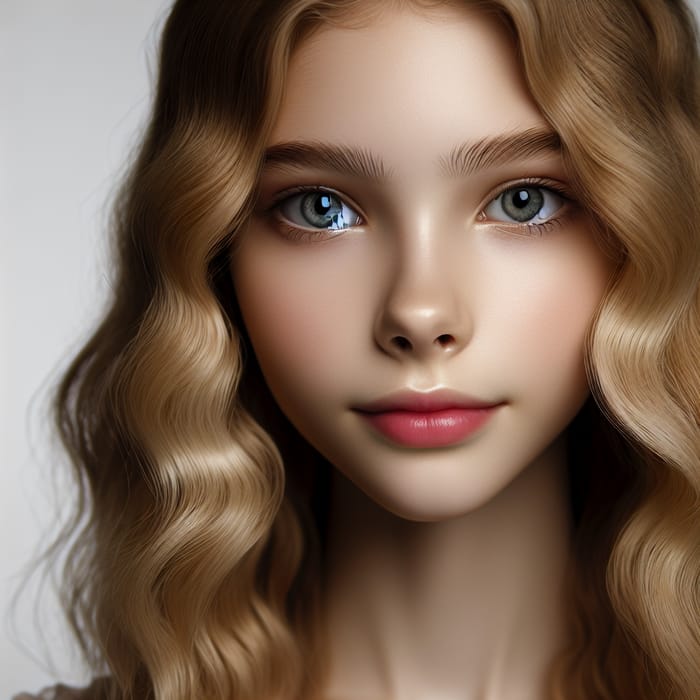 Pale Skin, Grey Eyes, Wavy Blond Hair - Serene Portrait of a Girl