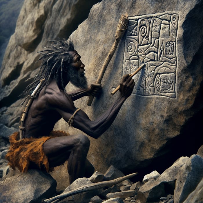 Primordial Human Carving Graffiti Sculpture