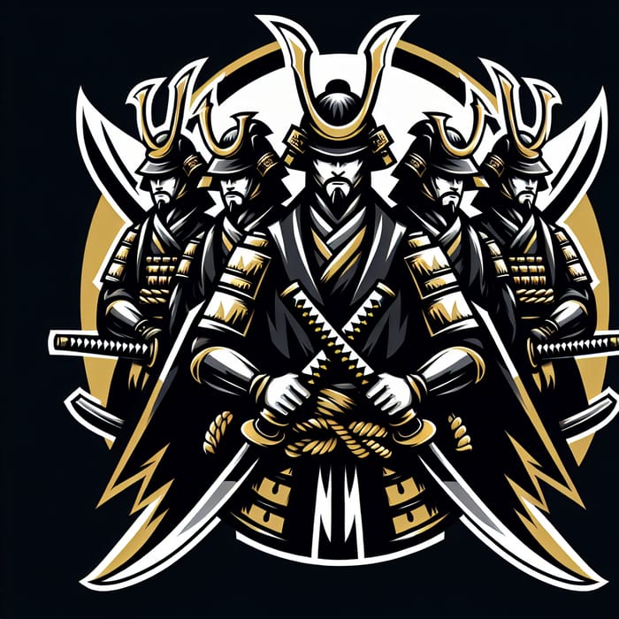 7 Ronin Gaming Logo | Black and Gold Samurai Design