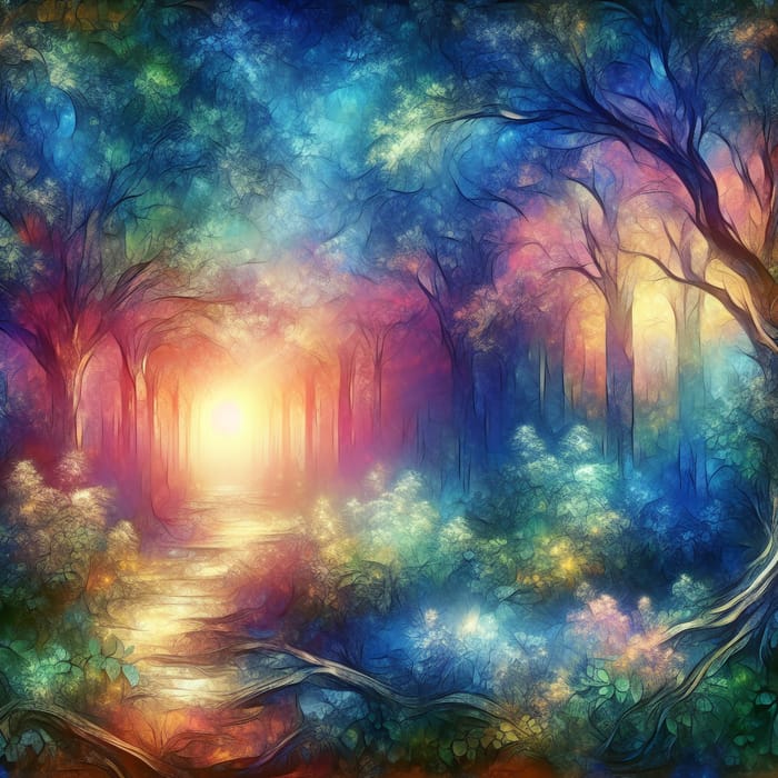 Enchanting Twilight Forest: A Watercolor Dream