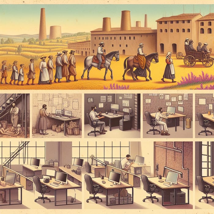 Historical Evolution of Workdays in Spain - Vintage Style