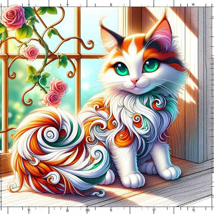 Enchanting Animated Cat in Vibrant Orange & White