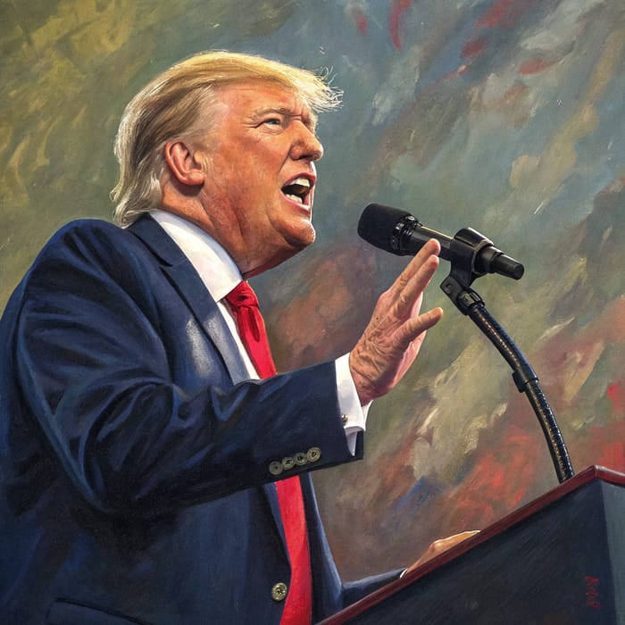 Dynamic Oil Painting of Trump Speech