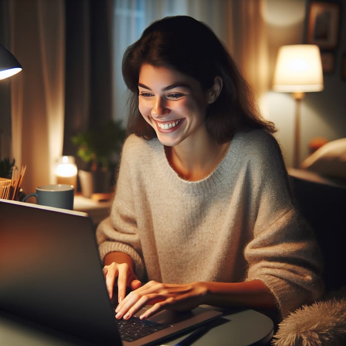 Mia's Joyful Online Chats: A Cozy Room Experience