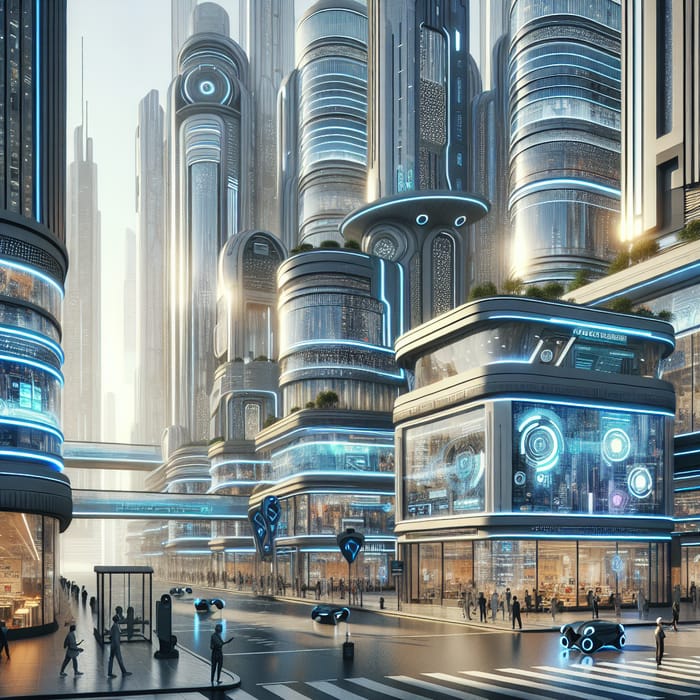 Futuristic Businesses in a Thriving Cityscape