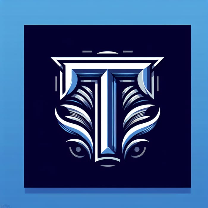 Creative Letter T Logo Design in Royal Blue and Silver