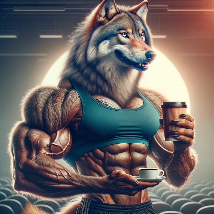 Fit Wolf Enjoying Coffee | Captivating Wildlife Shot