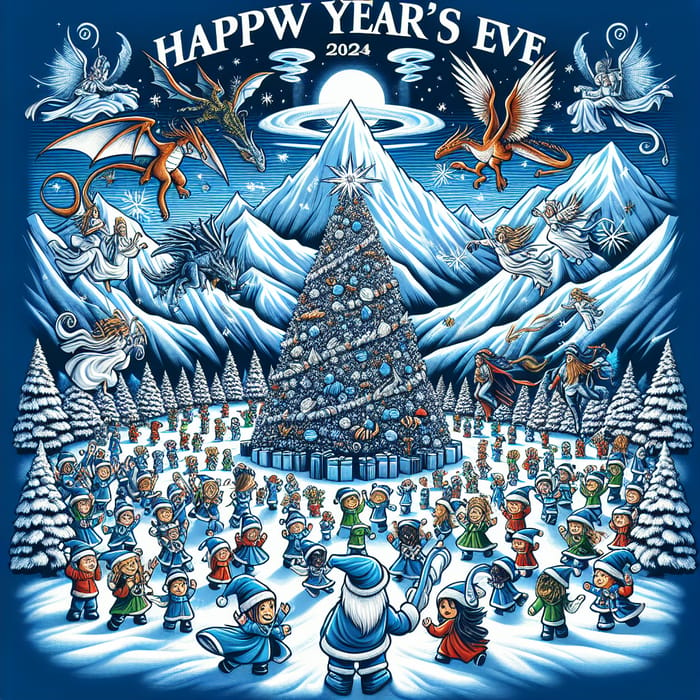 2024 New Year's Party T-Shirt Design: Winter Wonderland Celebration