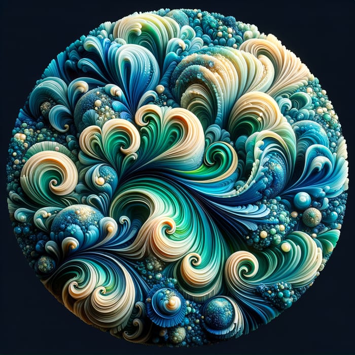 Vibrant 3D Blue Green Resin Art | Hyper-Realistic Style