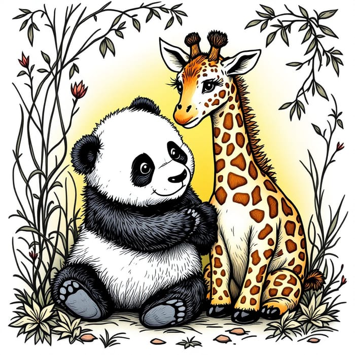 Panda Baby Coloring Page in the Jungle