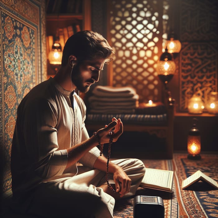 Man Listening to Quran: A Journey of Spiritual Calm