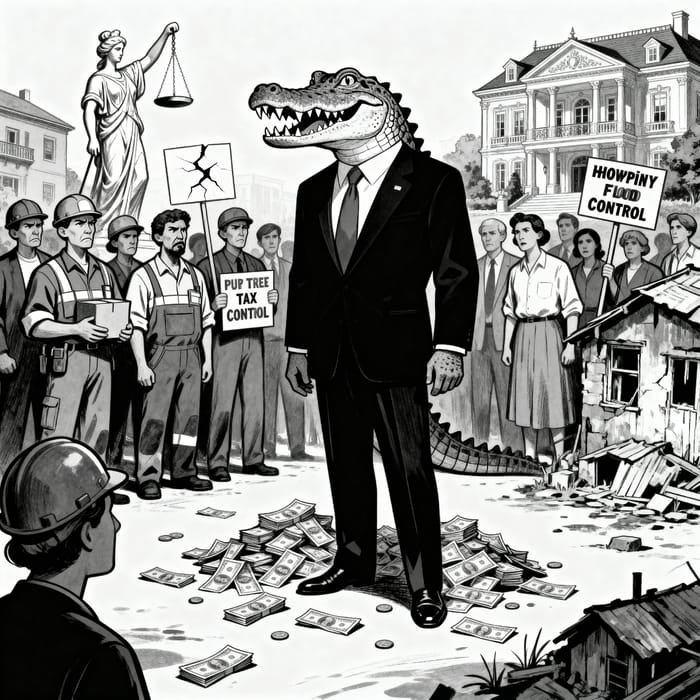 Corruption Cartoon: Crocodile Politician Exposed Corruption Cartoon: Crocodile Politician Exposed