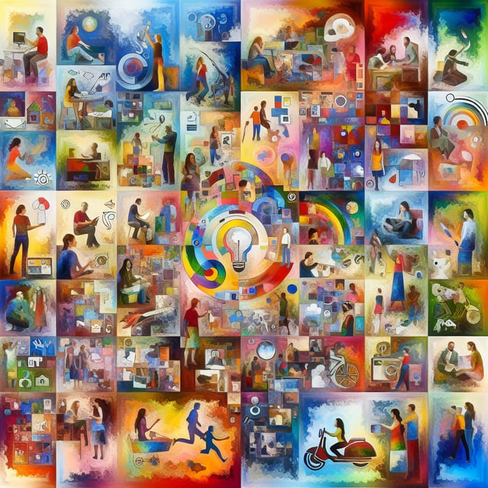 Vibrant Life Collage: Diverse Joyful Activities & Human Experience