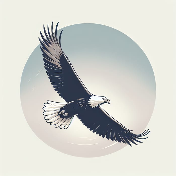 Graceful Eagle Soaring - Minimalist Sky Illustration