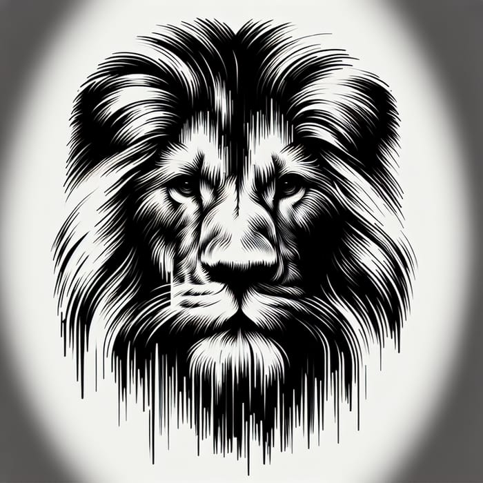 Abstract Lion Face Sticker - Minimalistic Black Streaks Design