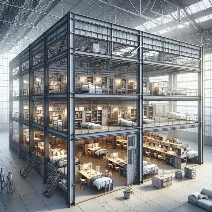 5-Room Dormitory in Workshop Steel Building Conversion