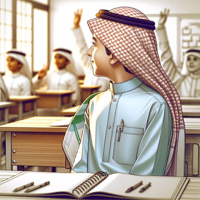 Illustration of Deaf Student in Traditional School Uniform - Elementary School, Bright Day