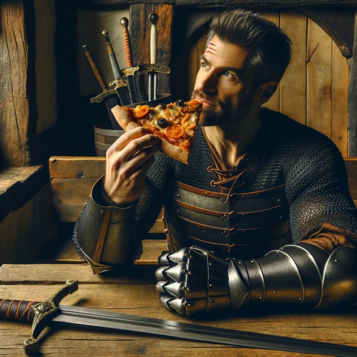 Guts from Berserk Feasting on Pizza in Tavern