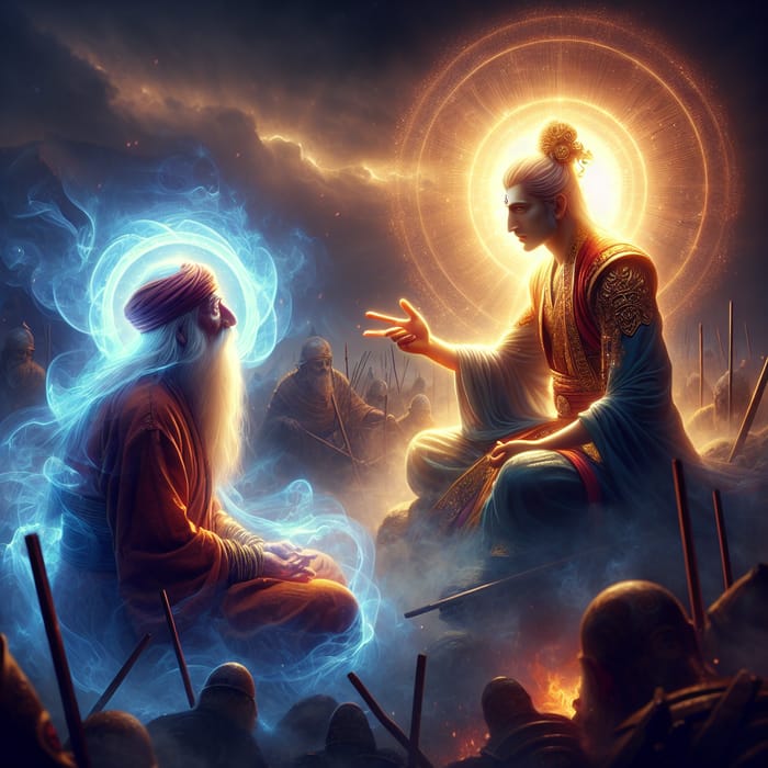 Captivating Moment: Lord Krishna's Divine Guidance to Arjuna at Kurukshetra