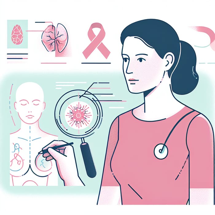 Minimalistic Academic Illustration of Breast Cancer Patient & Tumor Vector Diagram