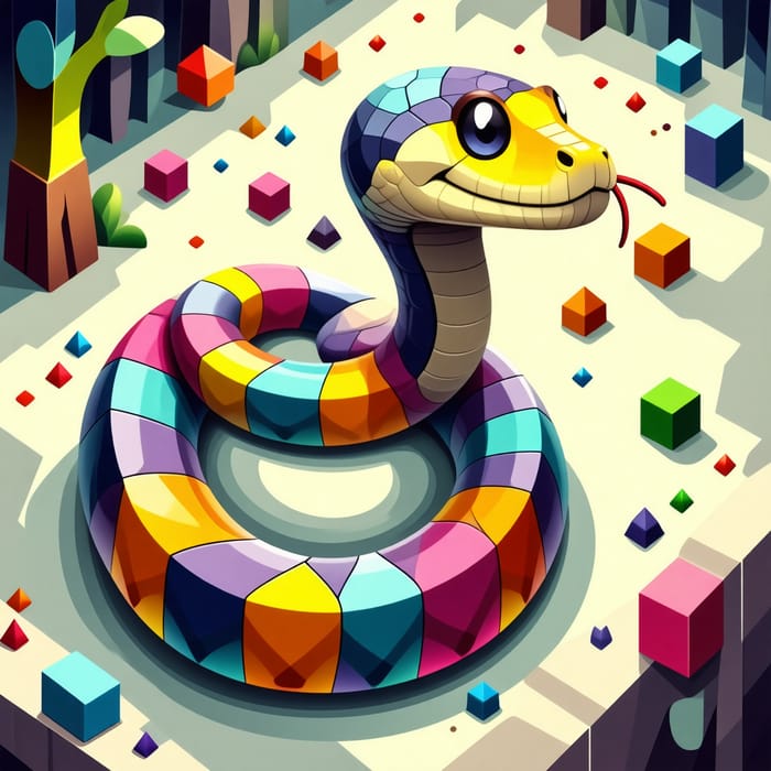 Colorful 2D Snake Game Vector Design