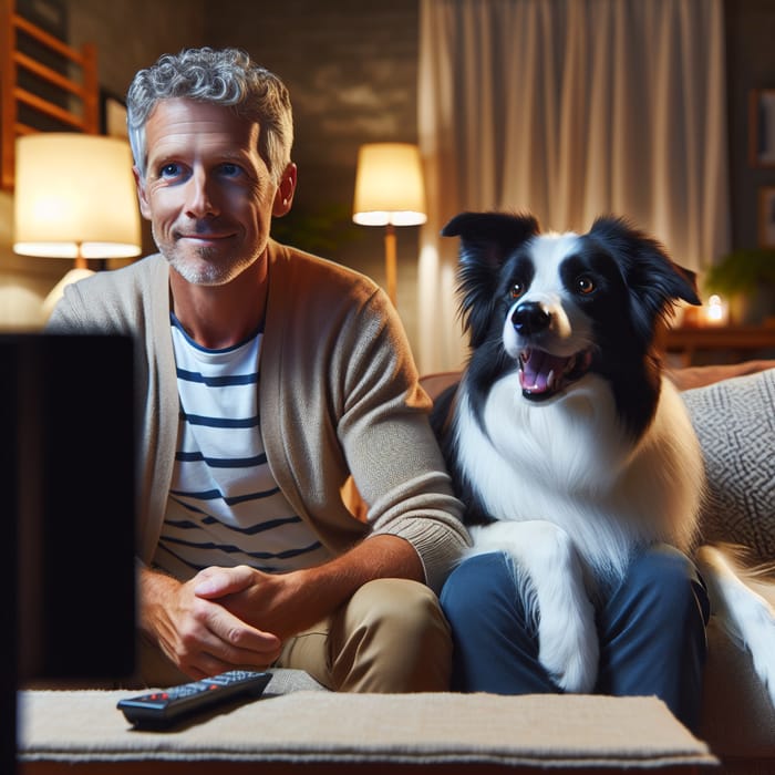 Adorable Dog and Owner Enjoy Quality Time on Couch