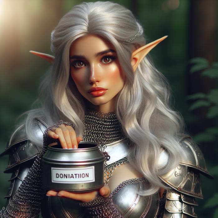 Enchanting Young Elf Girl | South Asian Descent, Silver Hair & Chain Mail