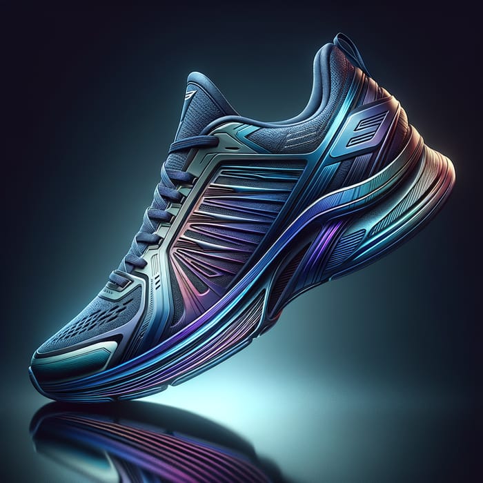 Detailed Cool-Toned Athletic Shoe Design