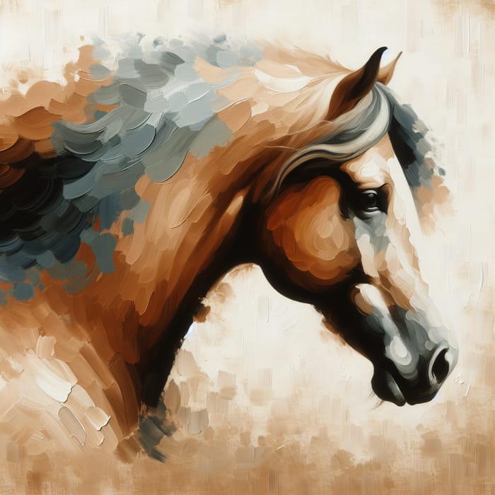 Brown and Beige Classical Horse Oil Painting