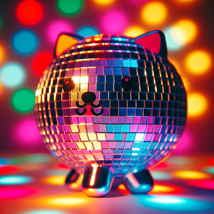 Colorful Cat Disco Ball | Vibrant Light Reflections