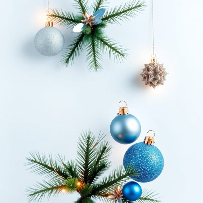 Blue Christmas Objects on Transparent Background