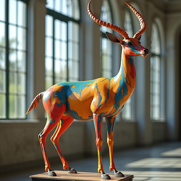Life-Sized Gazelle Sculpture: Fashion-Inspired Art Life-Sized Gazelle Sculpture: Fashion-Inspired Art