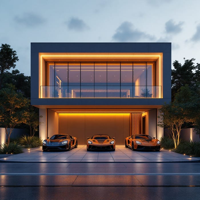 Elegant Modern Garage with Luxury Cars