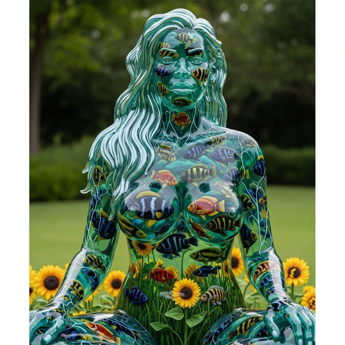 Hyperrealistic Glass Sculpture of an African American Woman Hyperrealistic Glass Sculpture of an African American Woman