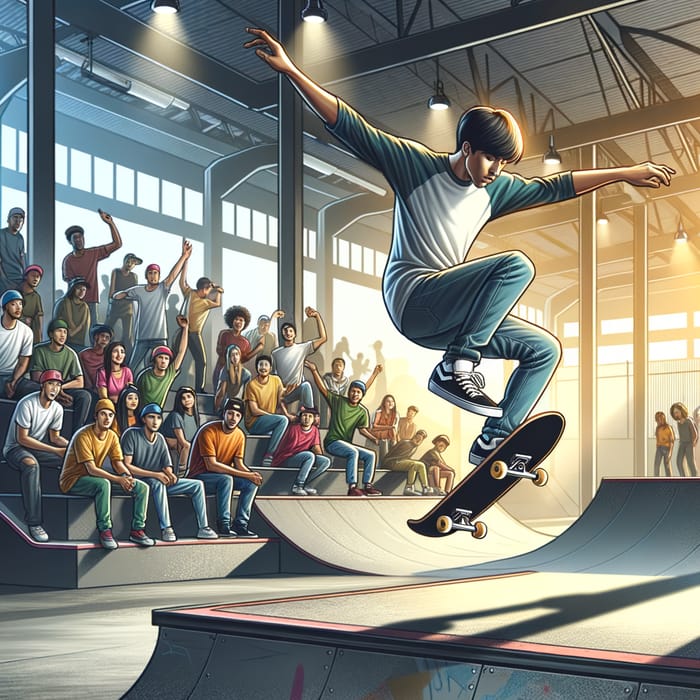 Dynamic Skateboarding Stunt at Vibrant Park