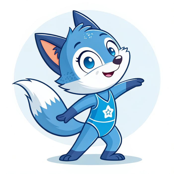 Blue Fox Mascot for Gymnastics Club