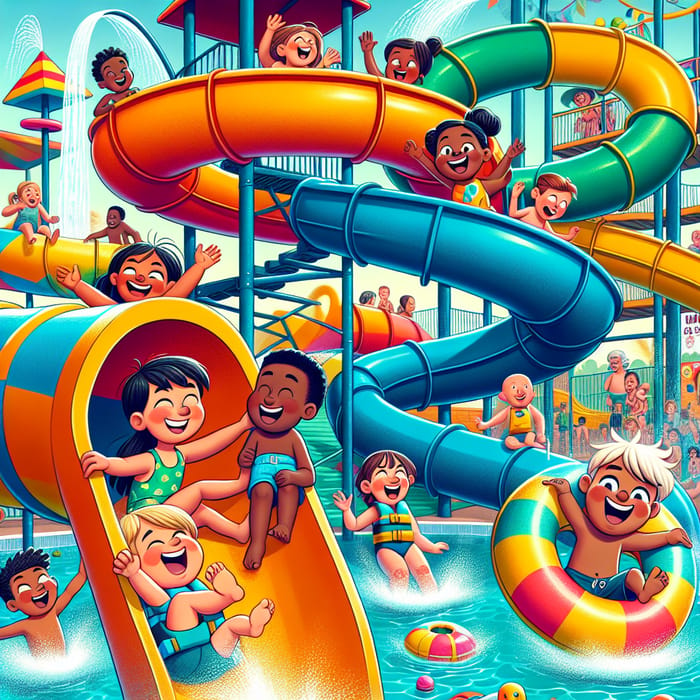 Vibrant Cartoon Water Park Fun for Kids