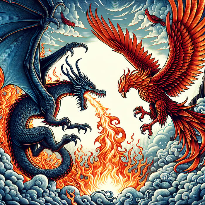 Epic Dragon Battles Fiery Phoenix | Mythical Showdown