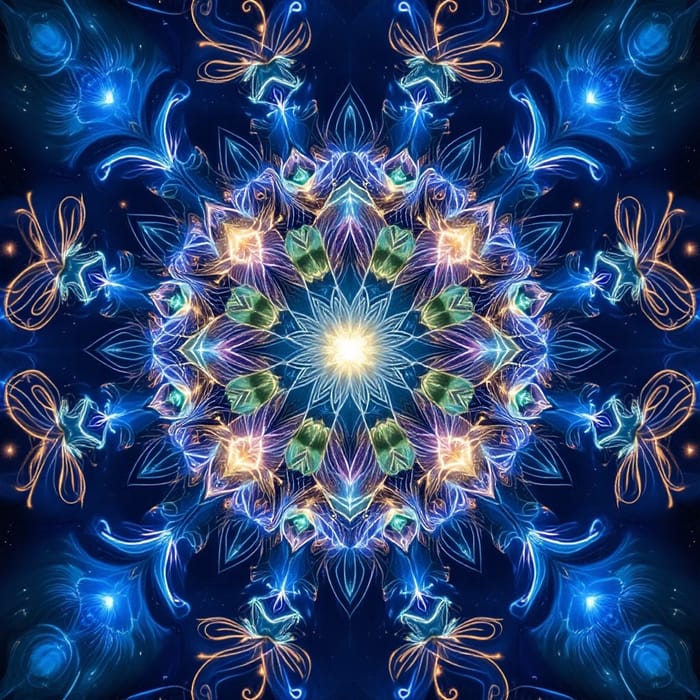 Blue Cosmic Play: Fractal Magic Unleashed