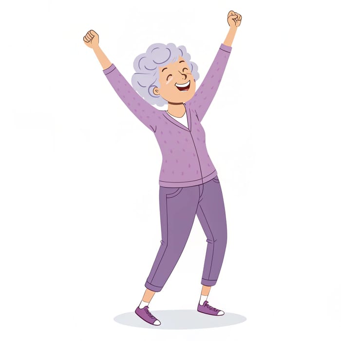 Inspirational Victory Pose: 75-Year-Old Woman